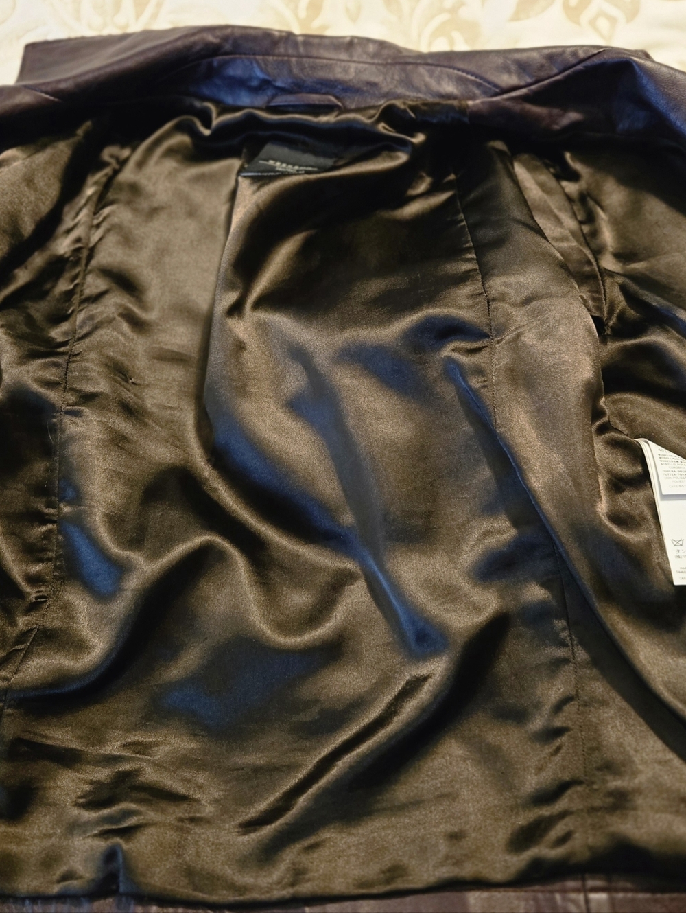 Weekend Max Mara Womens Brown Leather Lambskin Moto Jacket Size 10 - Picture 9 of 13